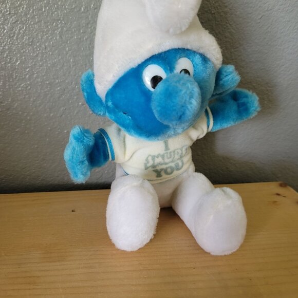 Vintage 1982 I Smurf You Plush Doll By Wallace Berrie & Co. - Picture 2 of 8